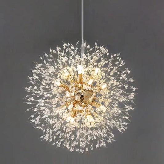 Modern Sky Star Crystal Pendant, LED Dandelion Chandelier, Art Lighting for Living Room and Restaurant